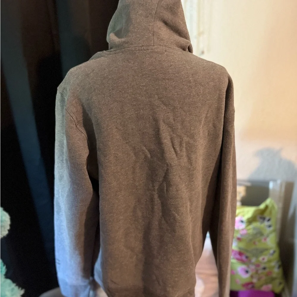 Handmade Women’s Gray Hoodie with Red Print‎ - Picture 3 of 3